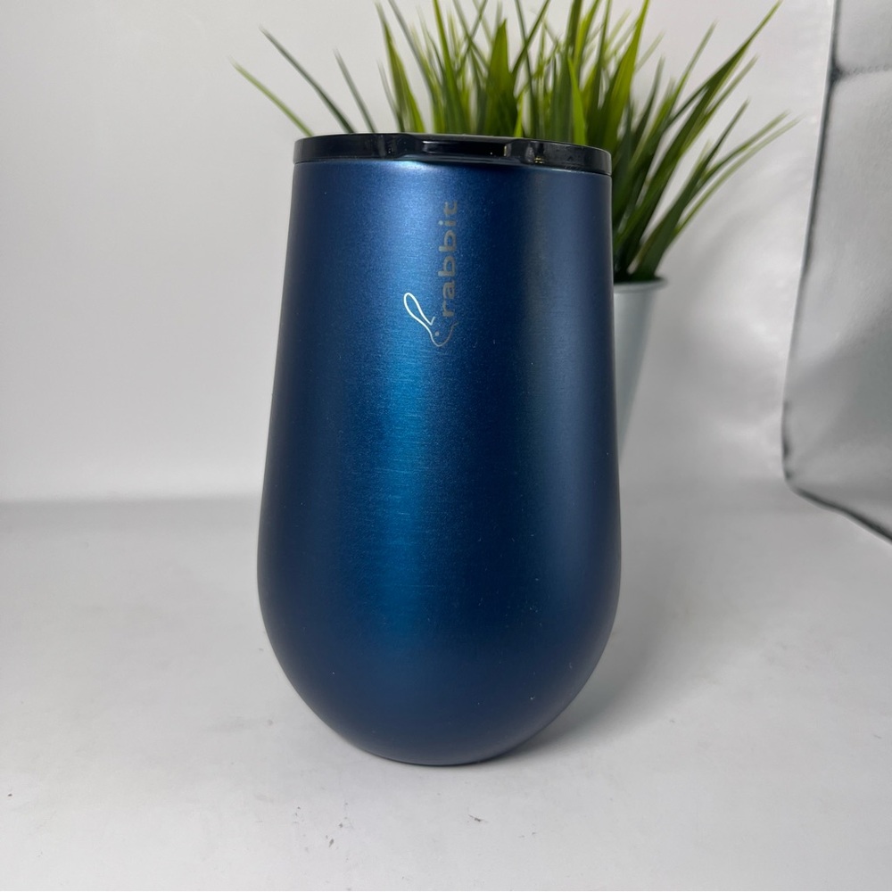 Rabbit Stainless Steel Wine Travel Tumbler Covered Midnight Blue 12 Fl. Oz.